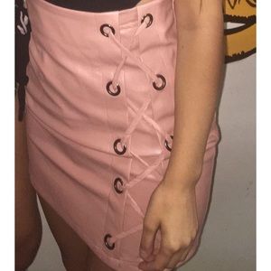 Pink Leather Skirt